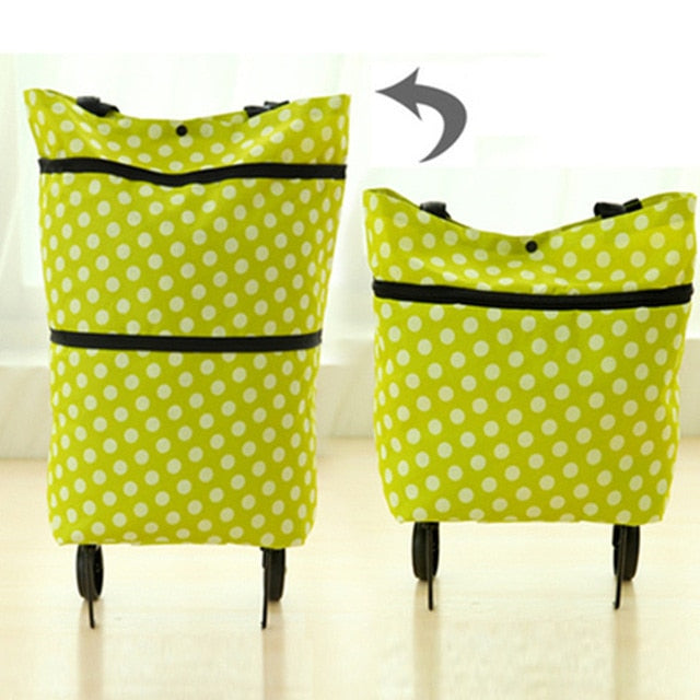 Dolly Lightweight Foldable Reusable Rolling Shopping Trolley Tote Bag with Wheels