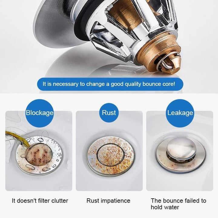 Stainless Steel Rebound Core Push Drain Filter Prevents