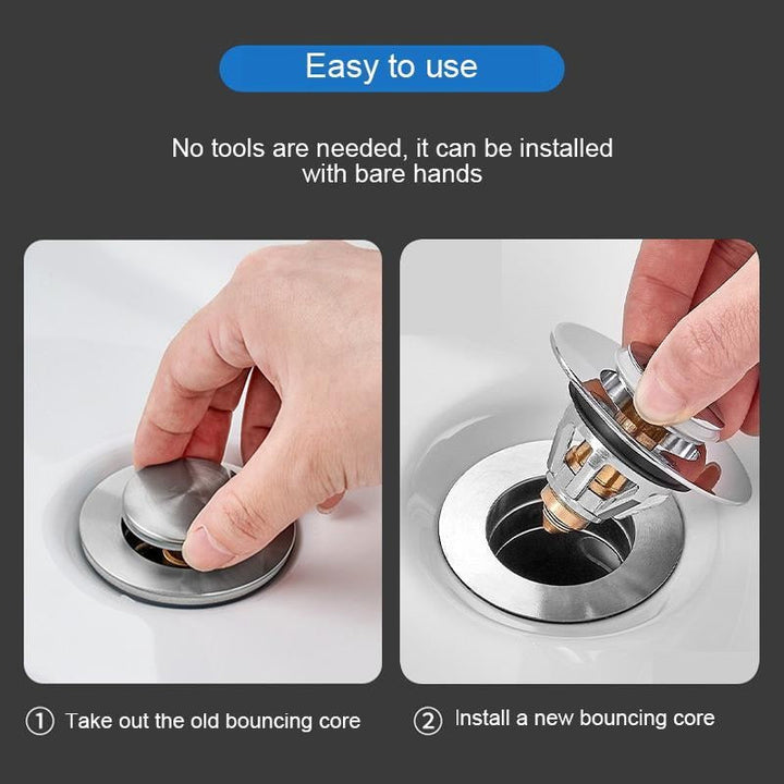 Stainless Steel Rebound Core Push Drain Filter Prevents