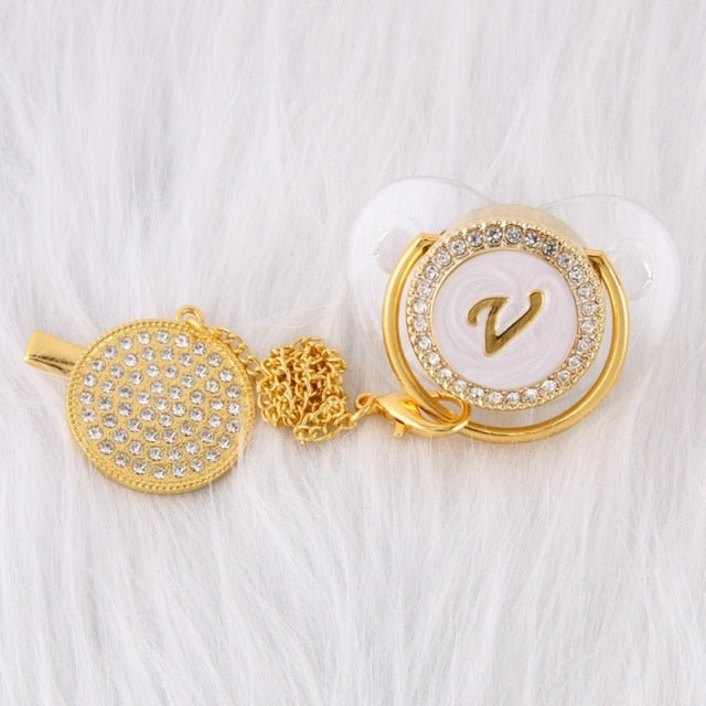 LETTER PEARL CRYSTAL PACIFIER