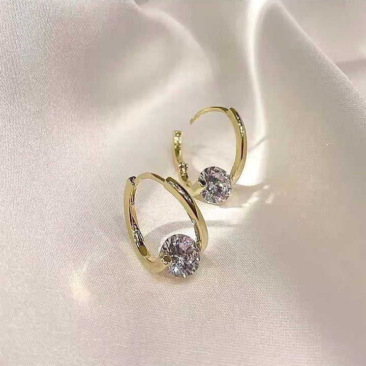 Sterling Silver Diamond Round Stud Earrings