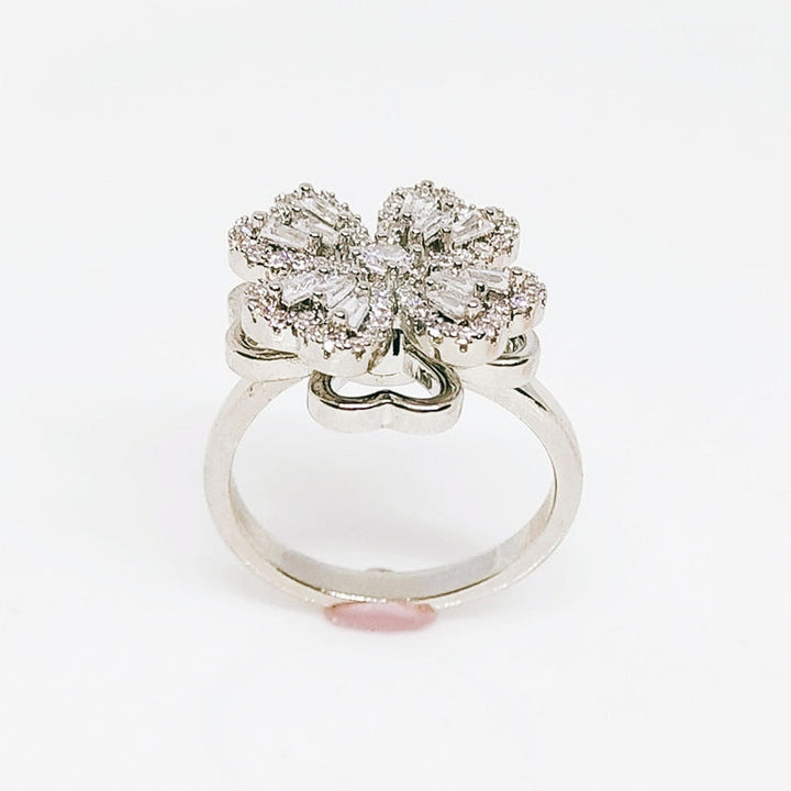 Four-Leaf Heart Shape Adjustable Rotating Ring
