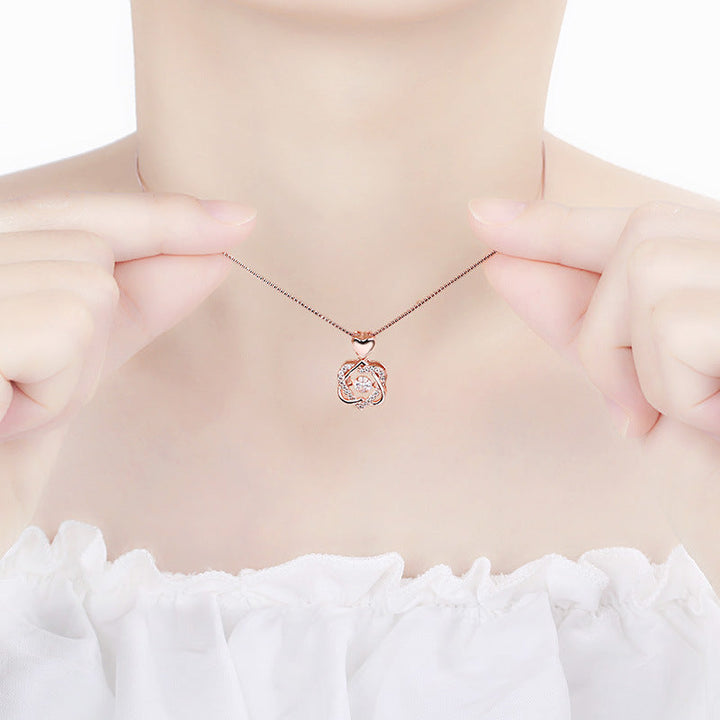 Sterling Silver Shimmering Heart Stone Necklace