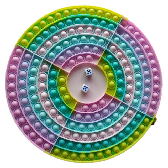 4 Player HUGE ROUND Rainbow Pop It Board Game