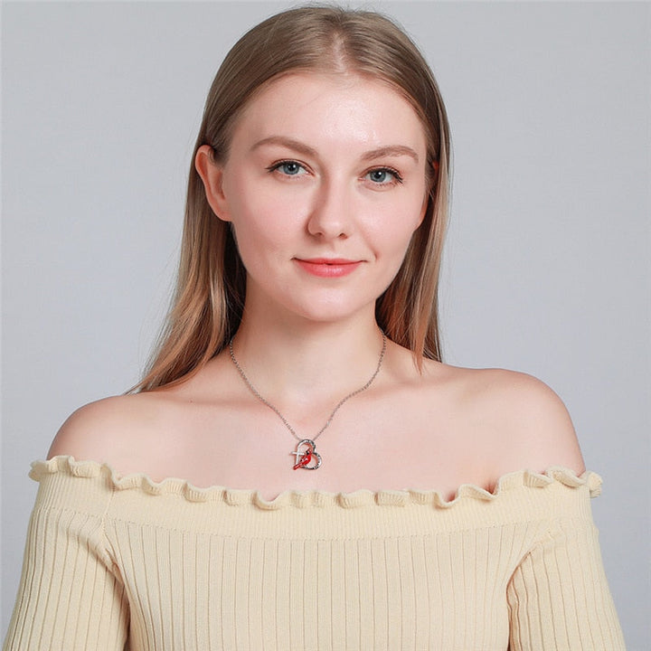 Cardinal Heart Pendant Necklace
