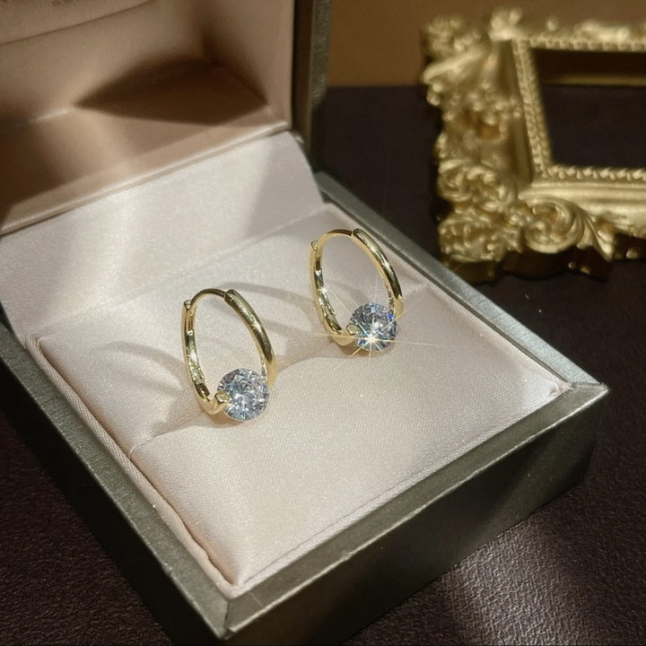 Sterling Silver Diamond Round Stud Earrings